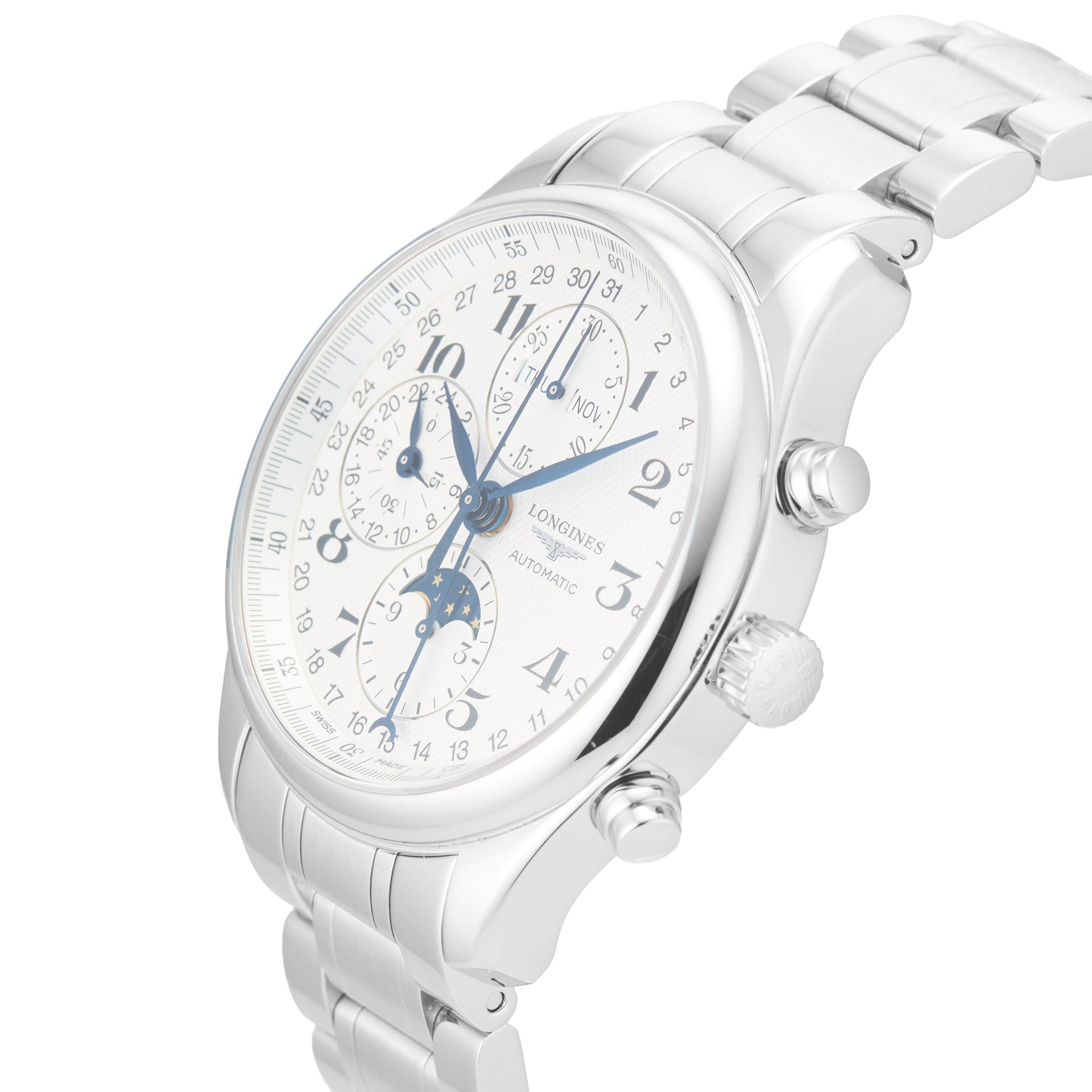Pre-Owned Longines Longines Master Collection Chrono Moonphase 42mm Stainless Steel Pre-Owned Longines Longines Master Collection Chrono Moonphase 42mm Stainless Steel