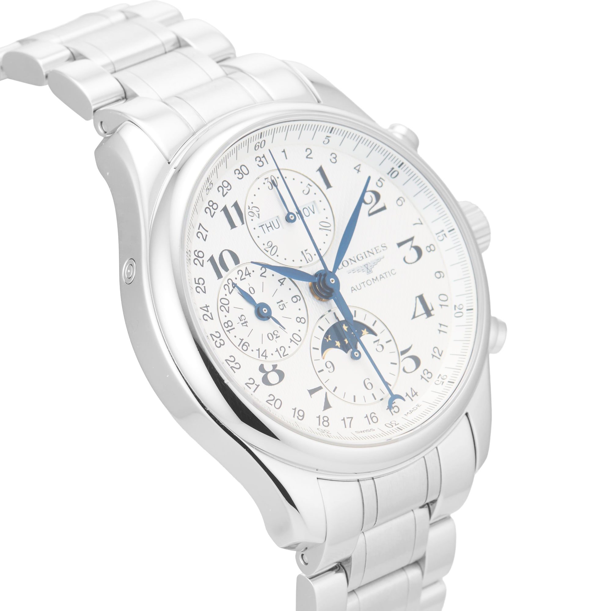 Pre-Owned Longines Longines Master Collection Chrono Moonphase 42mm Stainless Steel Pre-Owned Longines Longines Master Collection Chrono Moonphase 42mm Stainless Steel