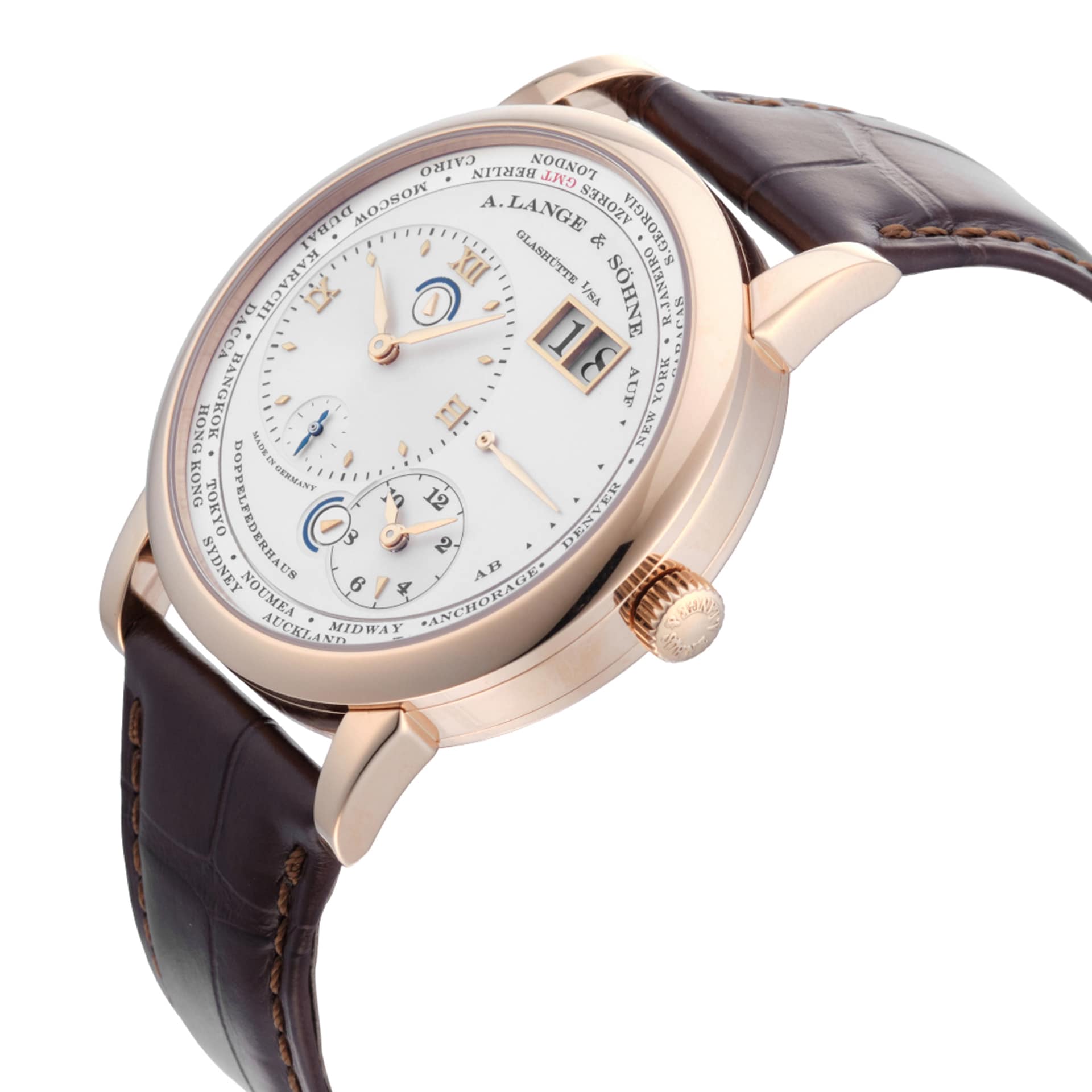 Pre-Owned A.Lange & Sohne Lange1 Time Zone 41.9mm Rose Gold