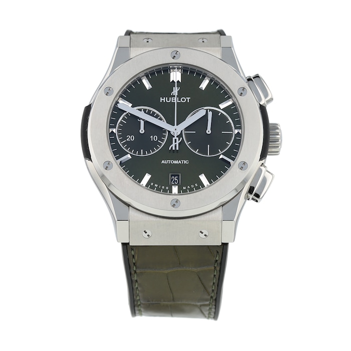 Pre-Owned Hublot Pre-Owned Hublot Classic Fusion Chronograph Titanium Green Mens Watch 521.NX.8970.LR