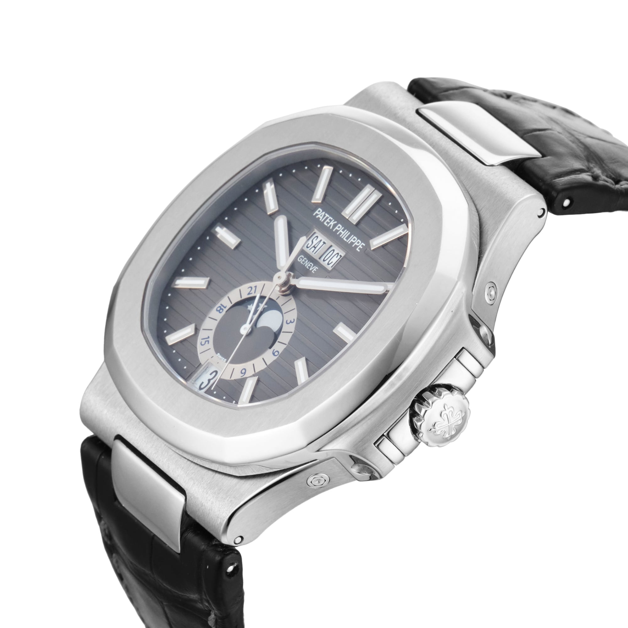 Pre-Owned Patek Philippe Patek Philippe Nautilus Annual Calendar Moon Phase 40.5mm Stainless Steel Pre-Owned Patek Philippe Patek Philippe Nautilus Annual Calendar Moon Phase 40.5mm Stainless Steel