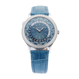 Pre-Owned Patek Philippe Pre-Owned Patek Philippe World Time Complications 36mm White Gold 7130G-016 Pre-Owned Patek Philippe Pre-Owned Patek Philippe World Time Complications 36mm White Gold 7130G-016