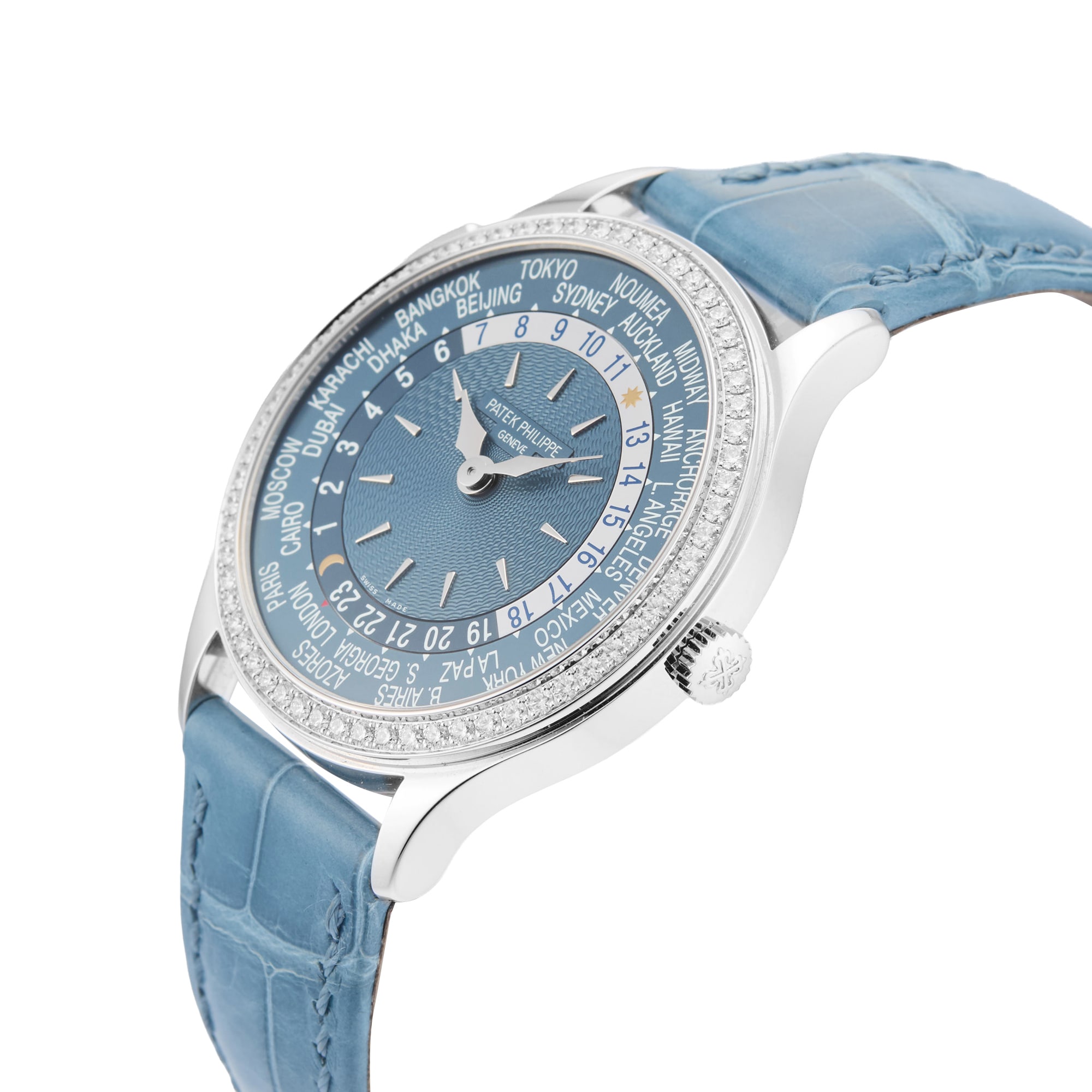 Pre-Owned Patek Philippe Pre-Owned Patek Philippe World Time Complications 36mm White Gold 7130G-016 Pre-Owned Patek Philippe Pre-Owned Patek Philippe World Time Complications 36mm White Gold 7130G-016