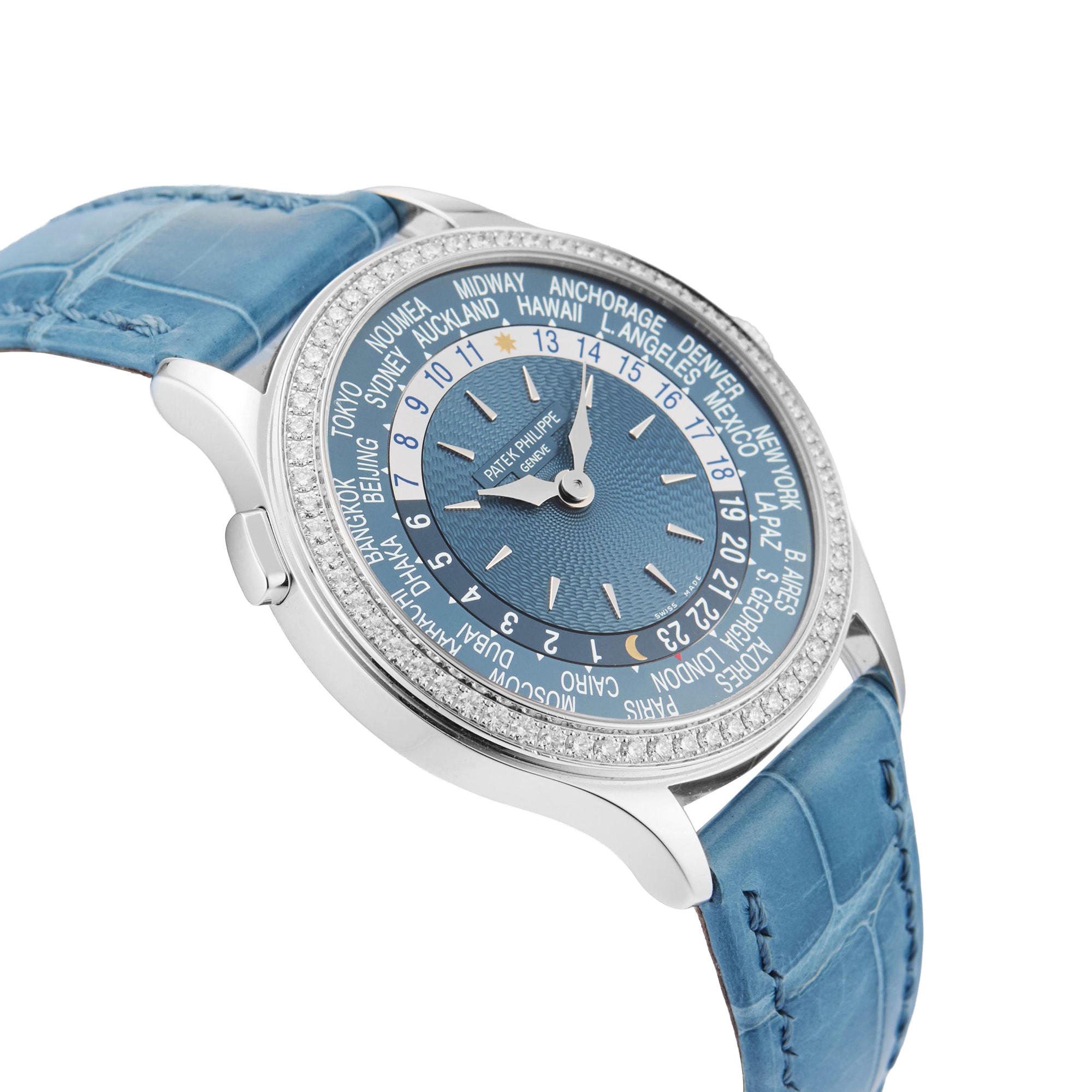Pre-Owned Patek Philippe Pre-Owned Patek Philippe World Time Complications 36mm White Gold 7130G-016 Pre-Owned Patek Philippe Pre-Owned Patek Philippe World Time Complications 36mm White Gold 7130G-016