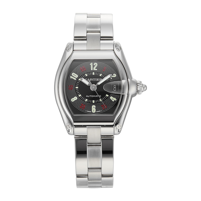 Pre-Owned Cartier Roadster Black Steel Mens Watch W62002V3