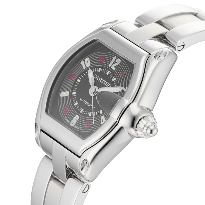 Pre-Owned Cartier Roadster Black Steel Mens Watch W62002V3