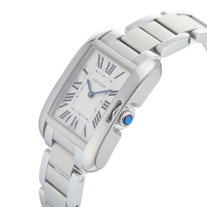 Pre-Owned Cartier Tank Anglaise Silver Steel Ladies Watch W5310044