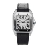 Pre-Owned Cartier Santos 100 Silver Steel Mens Watch W20073X8