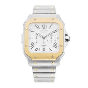 Pre-Owned Cartier Santos De Cartier Chronograph 44.9mm Stainless Steel and Yellow Gold