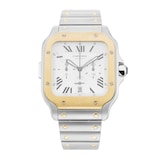 Pre-Owned Cartier Santos De Cartier Chronograph 44.9mm Stainless Steel and Yellow Gold