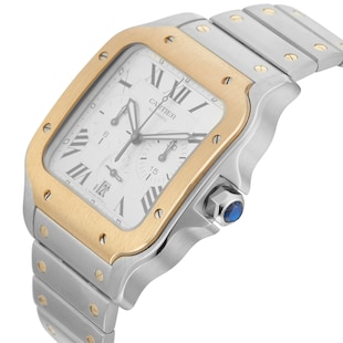 Pre-Owned Cartier Santos De Cartier Chronograph 44.9mm Stainless Steel and Yellow Gold