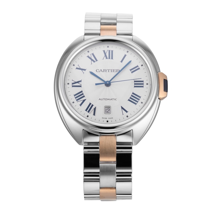 Pre-Owned Cartier Cle De 40mm Stainless Steel and Rose Gold