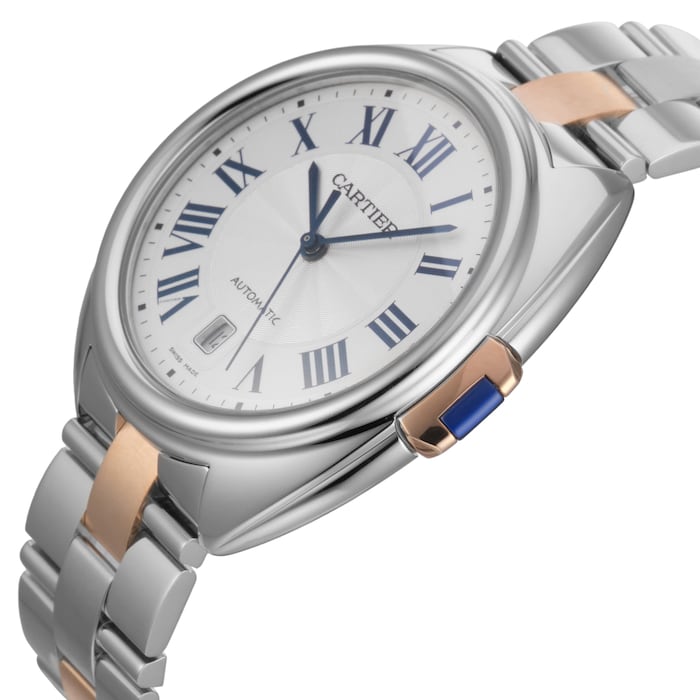 Pre-Owned Cartier Cle De 40mm Stainless Steel and Rose Gold