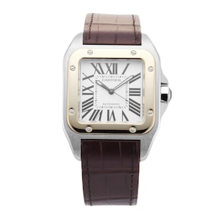 Pre-Owned Cartier Santos 100 XL 38mm Stainless Steel and Yellow Gold
