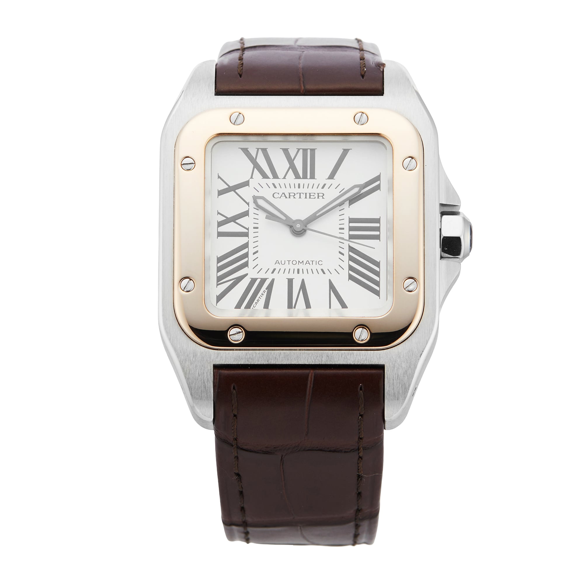 Santos 100 33mm Stainless Steel and Rose Gold