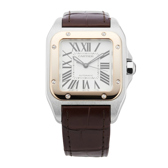 Pre-Owned Cartier Santos 100 33mm Stainless Steel and Rose Gold