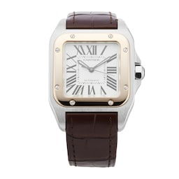 406300612490 - Santos 100 33mm Stainless Steel and Rose Gold