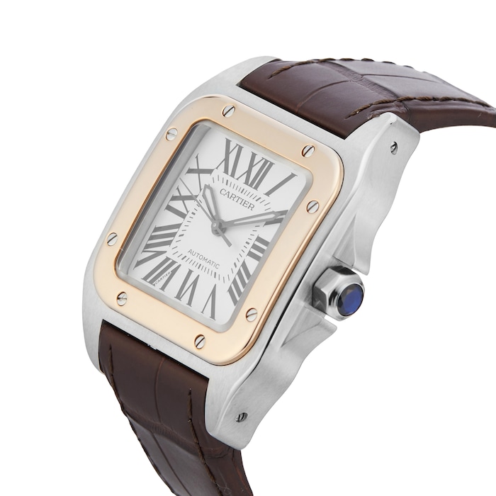 Pre-Owned Cartier Santos 100 33mm Stainless Steel and Rose Gold