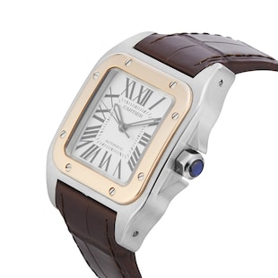 Pre-Owned Cartier Santos 100 33mm Stainless Steel and Rose Gold
