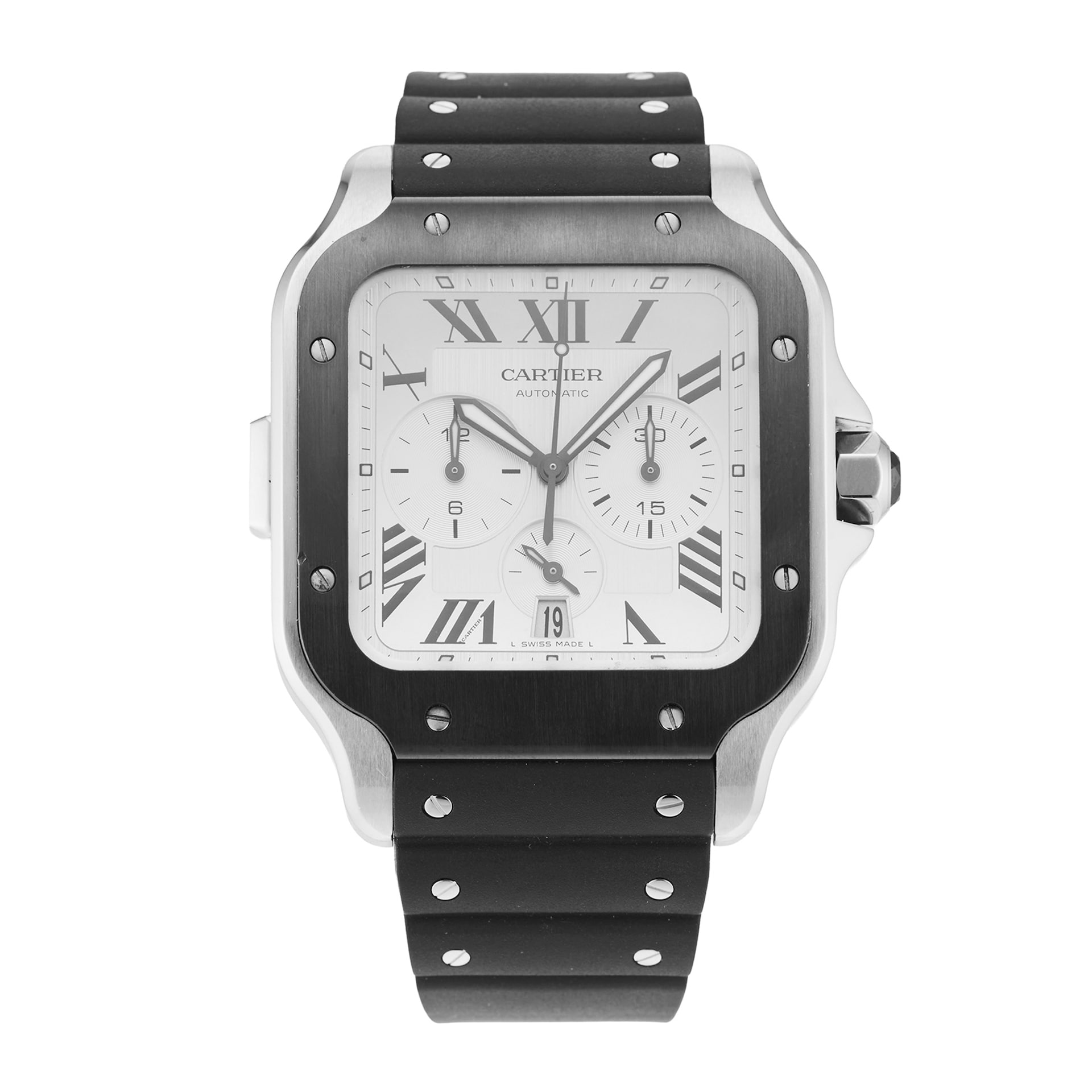 Pre-Owned Cartier Santos De Chronograph 43.3MM Stainless Steel Pre-Owned Cartier Santos De Chronograph 43.3MM Stainless Steel