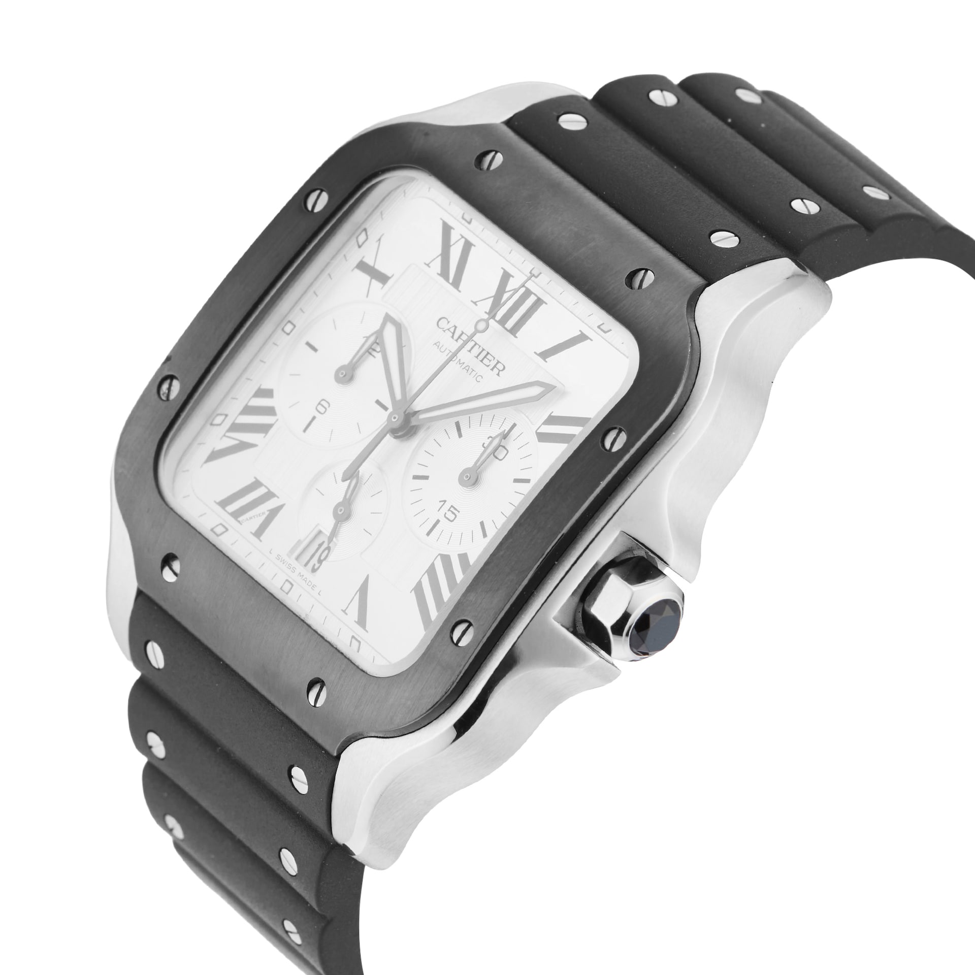 Pre-Owned Cartier Santos De Chronograph 43.3MM Stainless Steel Pre-Owned Cartier Santos De Chronograph 43.3MM Stainless Steel