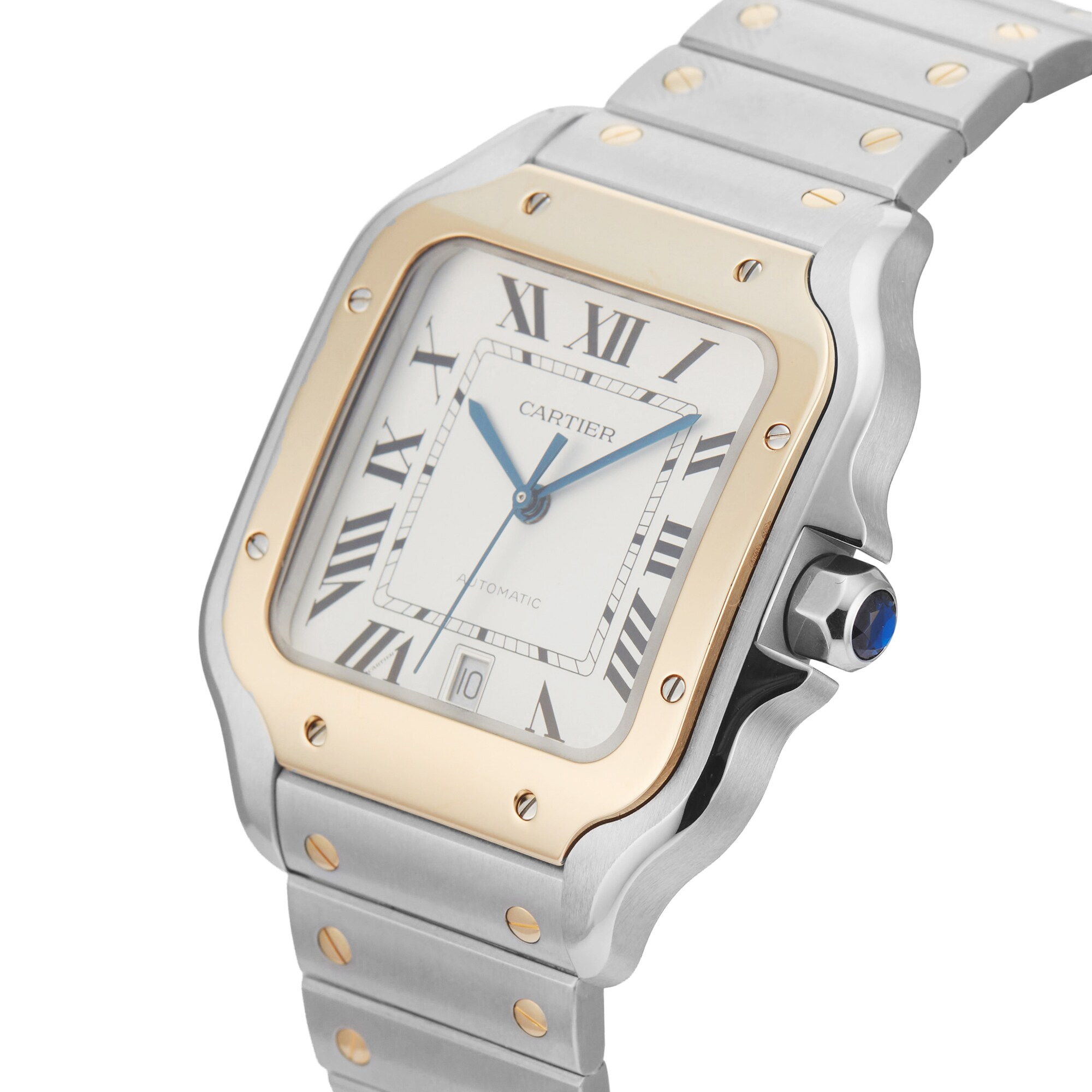 Pre-Owned Cartier Santos De 39.8mm Stainless Steel and Yellow Gold