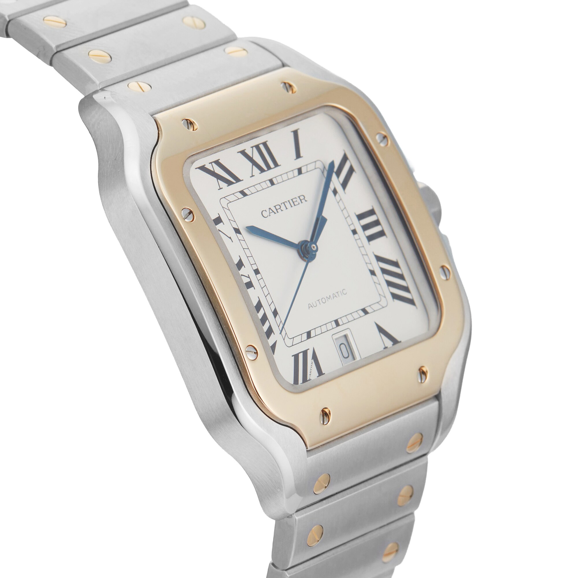 Pre-Owned Cartier Santos De 39.8mm Stainless Steel and Yellow Gold