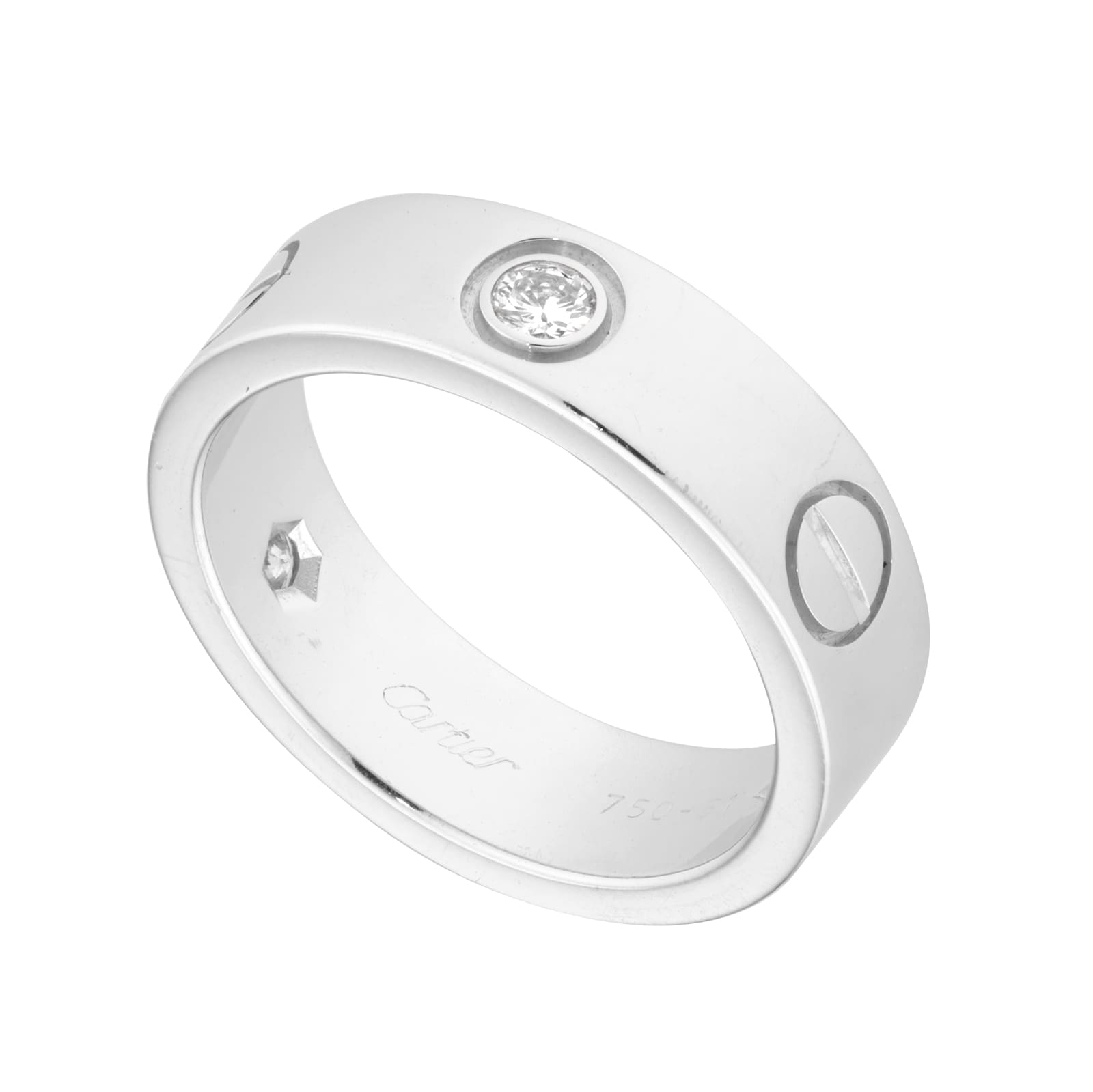 Pre-Owned Cartier Love 18ct White Gold Diamond Ring B4032551 - Ring Size L