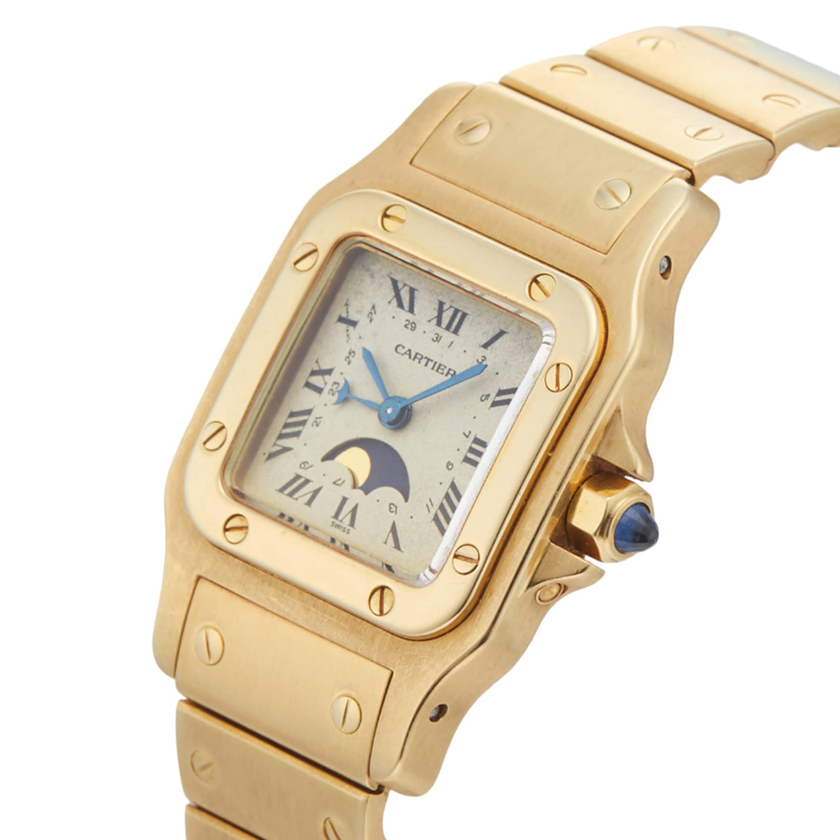 Pre-Owned Cartier Santos Moonphase 24mm Yellow Gold Pre-Owned Cartier Santos Moonphase 24mm Yellow Gold