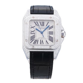 Pre-Owned Cartier Santos 100 33mm White Gold