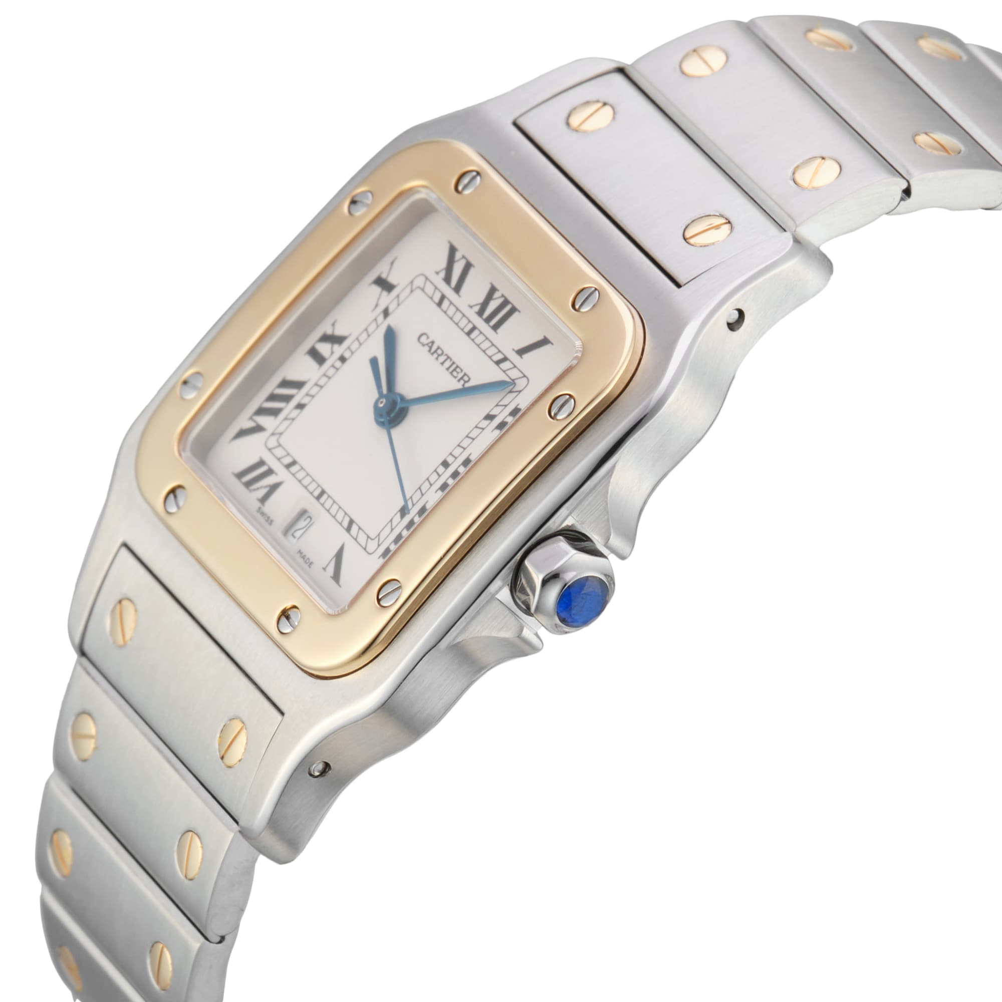 Pre-Owned Cartier Santos Galbee 28mm Stainless Steel and Yellow Gold Pre-Owned Cartier Santos Galbee 28mm Stainless Steel and Yellow Gold