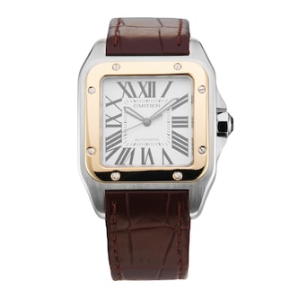 Pre-Owned Cartier Santos 100 Large 41mm Stainless Steel and Yellow Gold