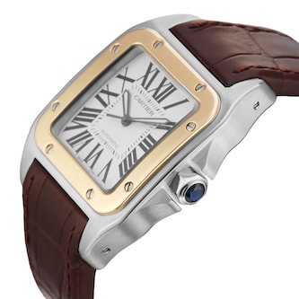 Pre-Owned Cartier Santos 100 Large 41mm Stainless Steel and Yellow Gold