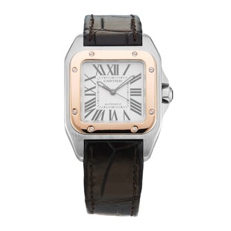 Pre-Owned Cartier Santos 100 33mm Stainless Steel and Rose Gold