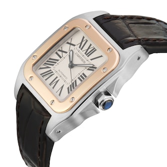 Pre-Owned Cartier Santos 100 33mm Stainless Steel and Rose Gold