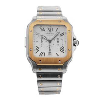 Pre-Owned Cartier Santos Chronograph 44.9mm Stainless Steel and Yellow Gold