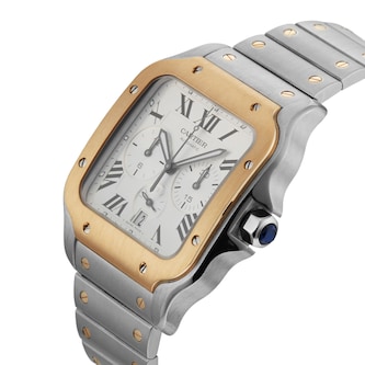 Pre-Owned Cartier Santos Chronograph 44.9mm Stainless Steel and Yellow Gold