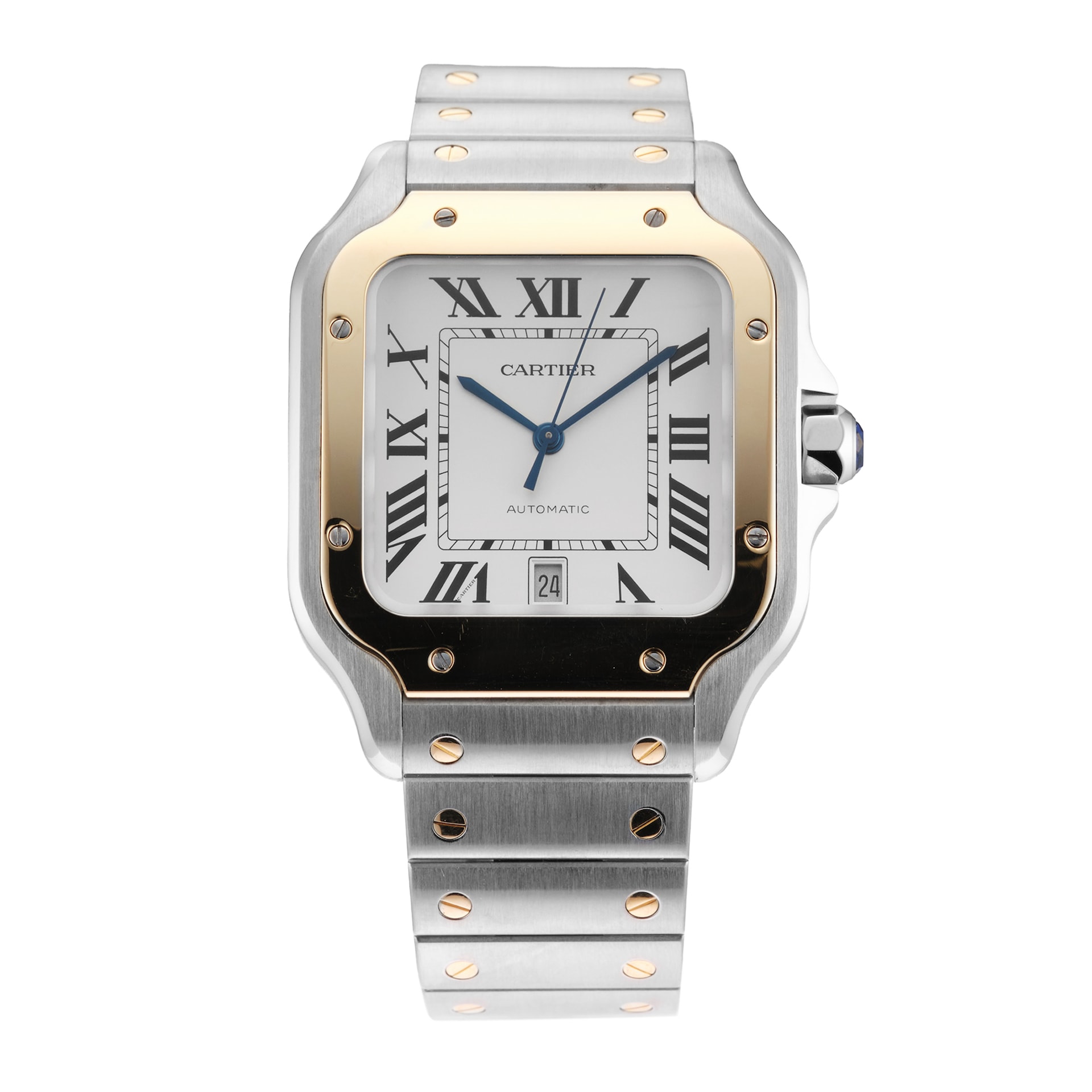 Pre-Owned Cartier Santos 39.8mm Stainless Steel and Yellow Gold