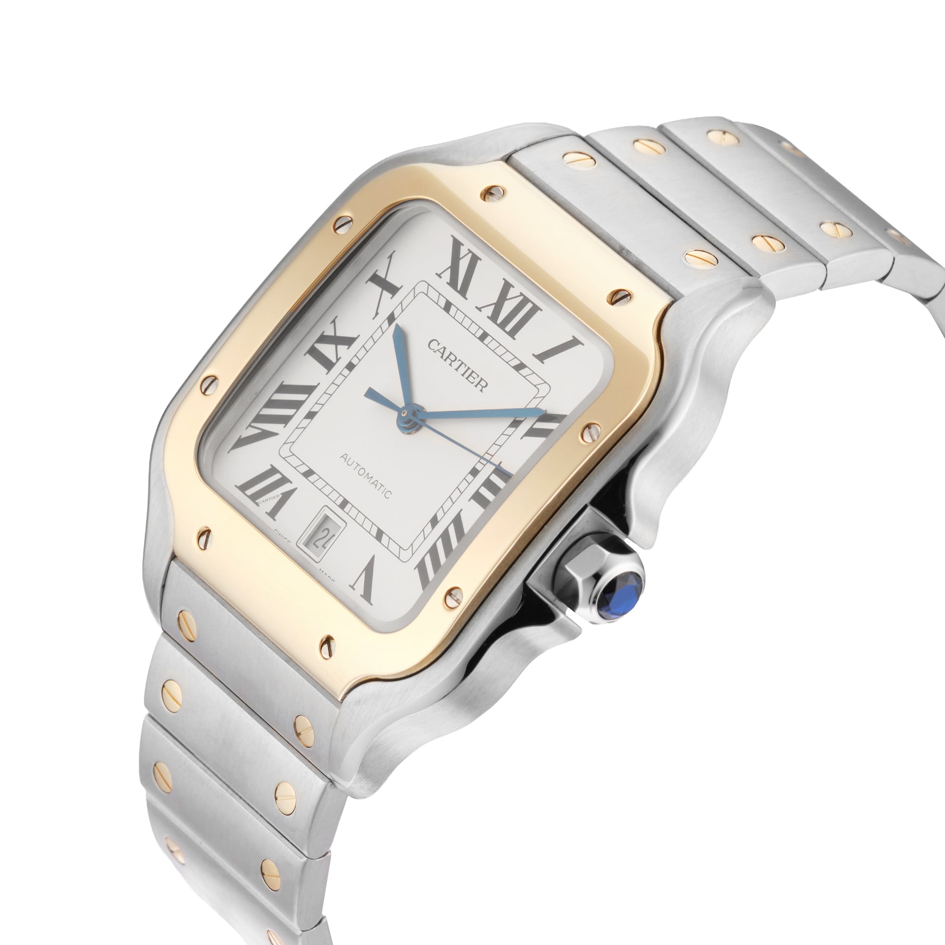 Pre-Owned Cartier Santos 39.8mm Stainless Steel and Yellow Gold