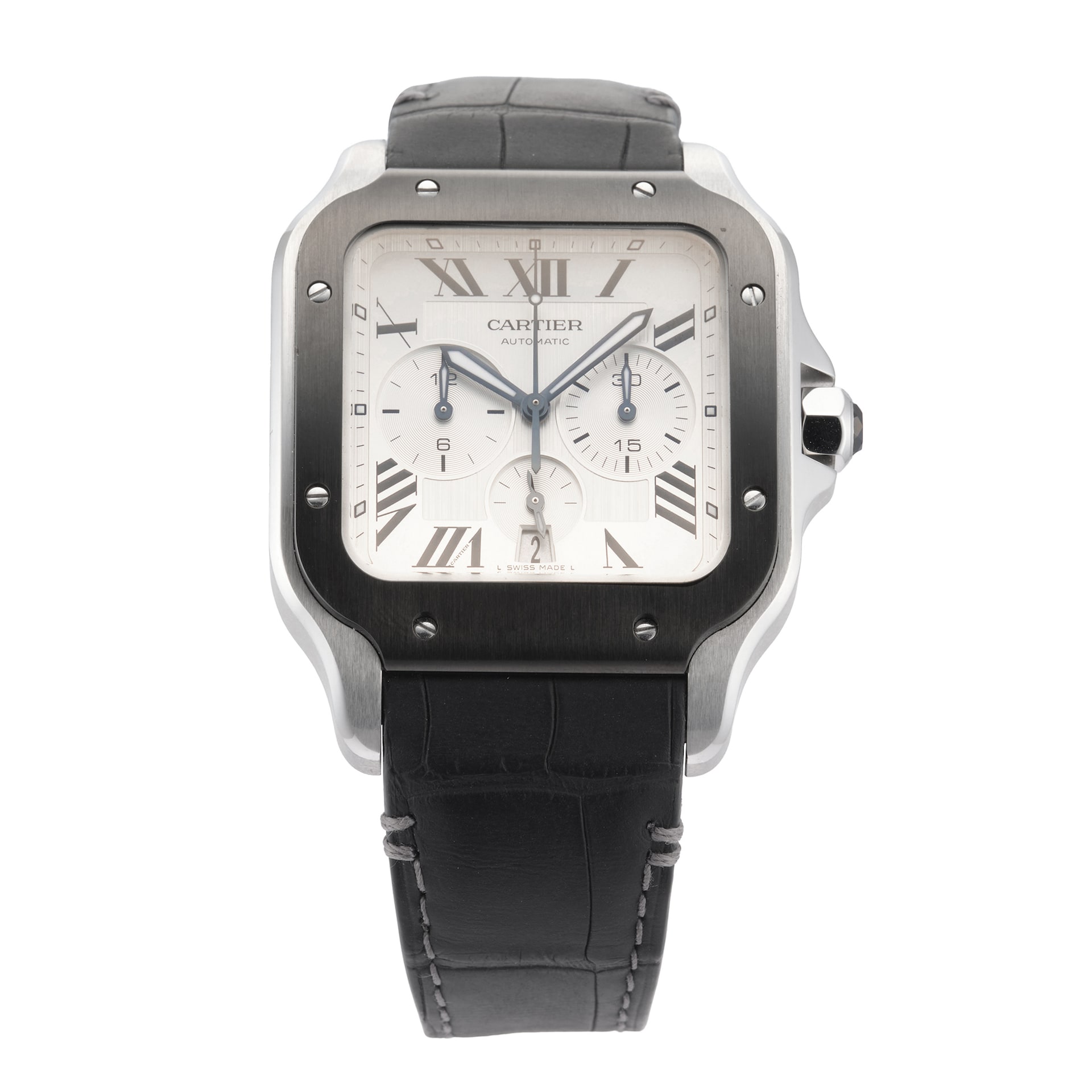 Pre-Owned Cartier Santos De Chronograph 43.3mm Stainless Steel Pre-Owned Cartier Santos De Chronograph 43.3mm Stainless Steel