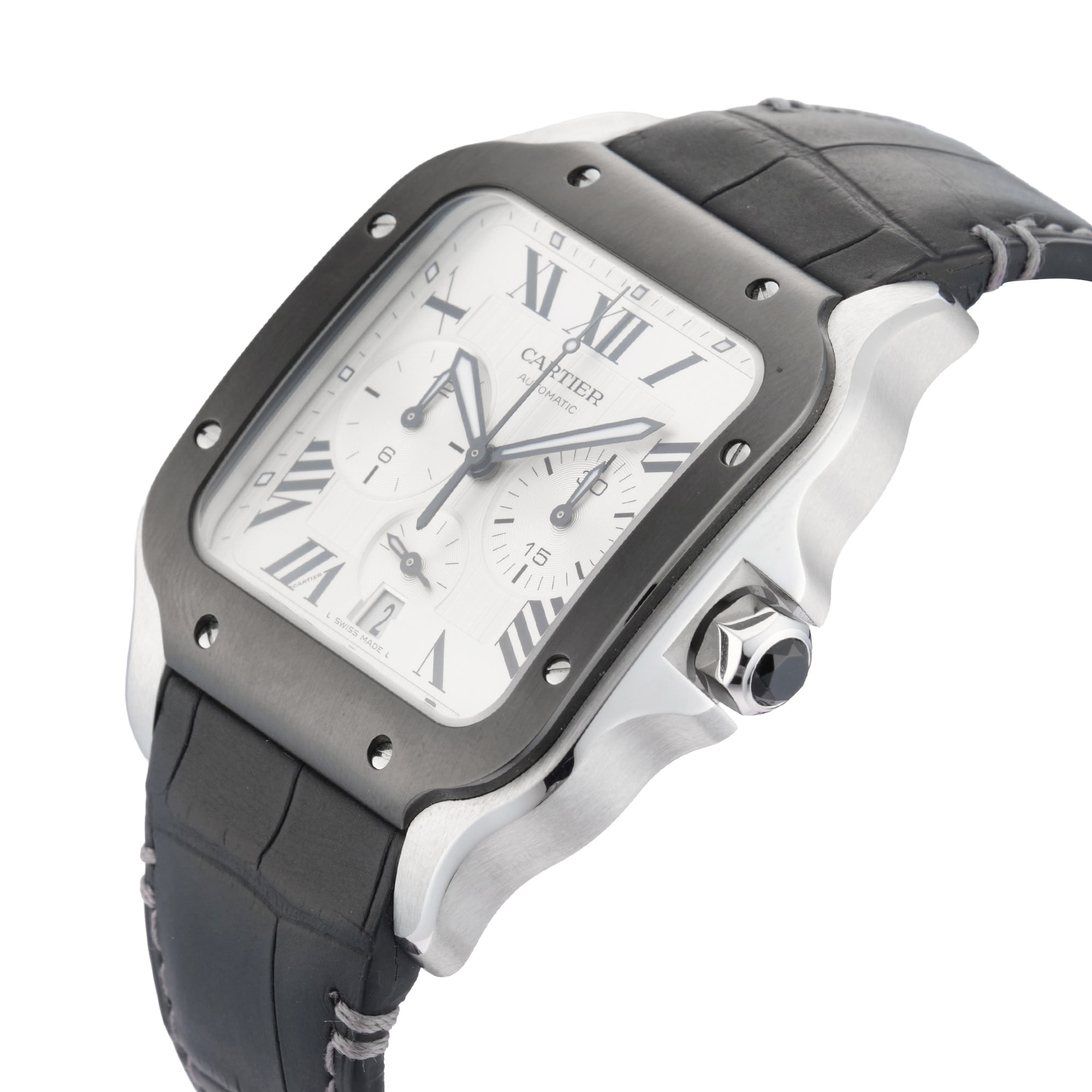 Pre-Owned Cartier Santos De Chronograph 43.3mm Stainless Steel