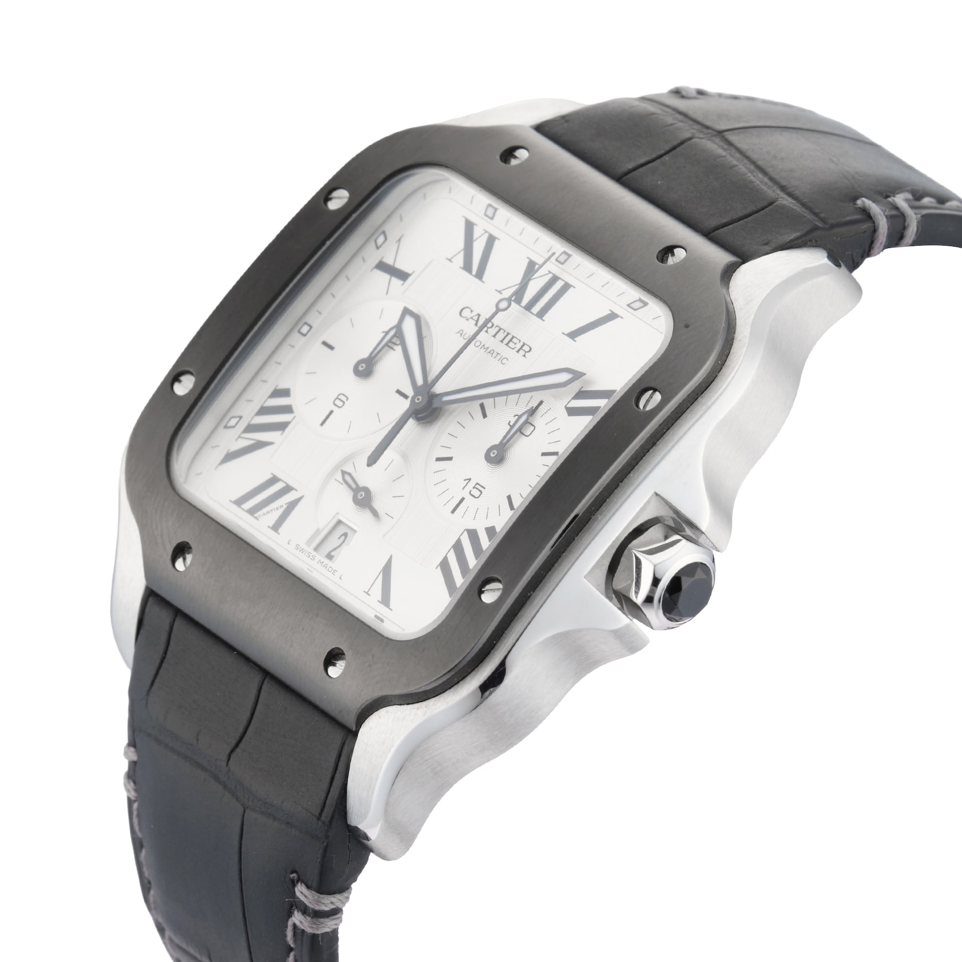 Pre-Owned Cartier Santos De Chronograph 43.3mm Stainless Steel Pre-Owned Cartier Santos De Chronograph 43.3mm Stainless Steel