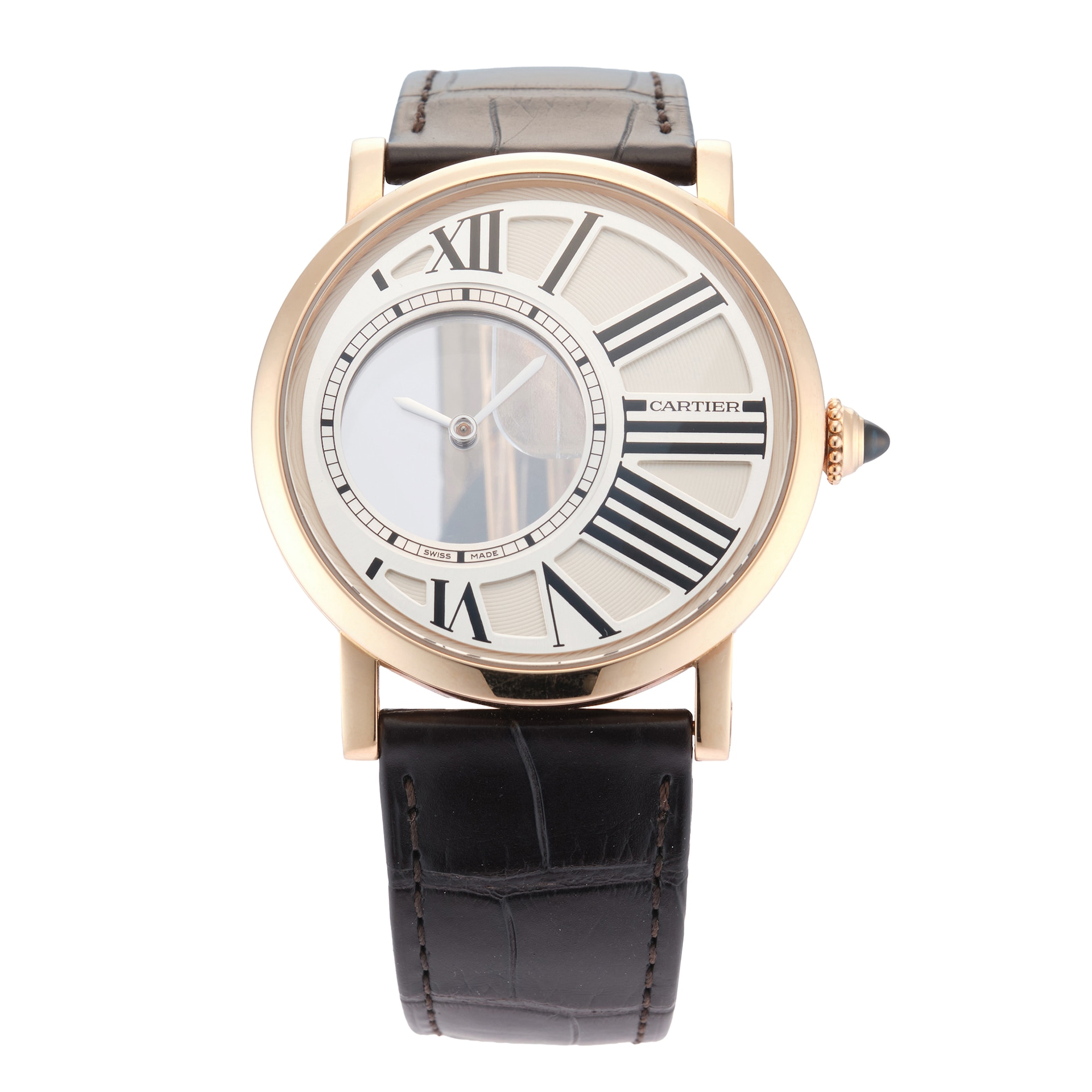 Pre-Owned Cartier Rotonde Skeleton Watch Mysterious Display 42mm Rose Gold