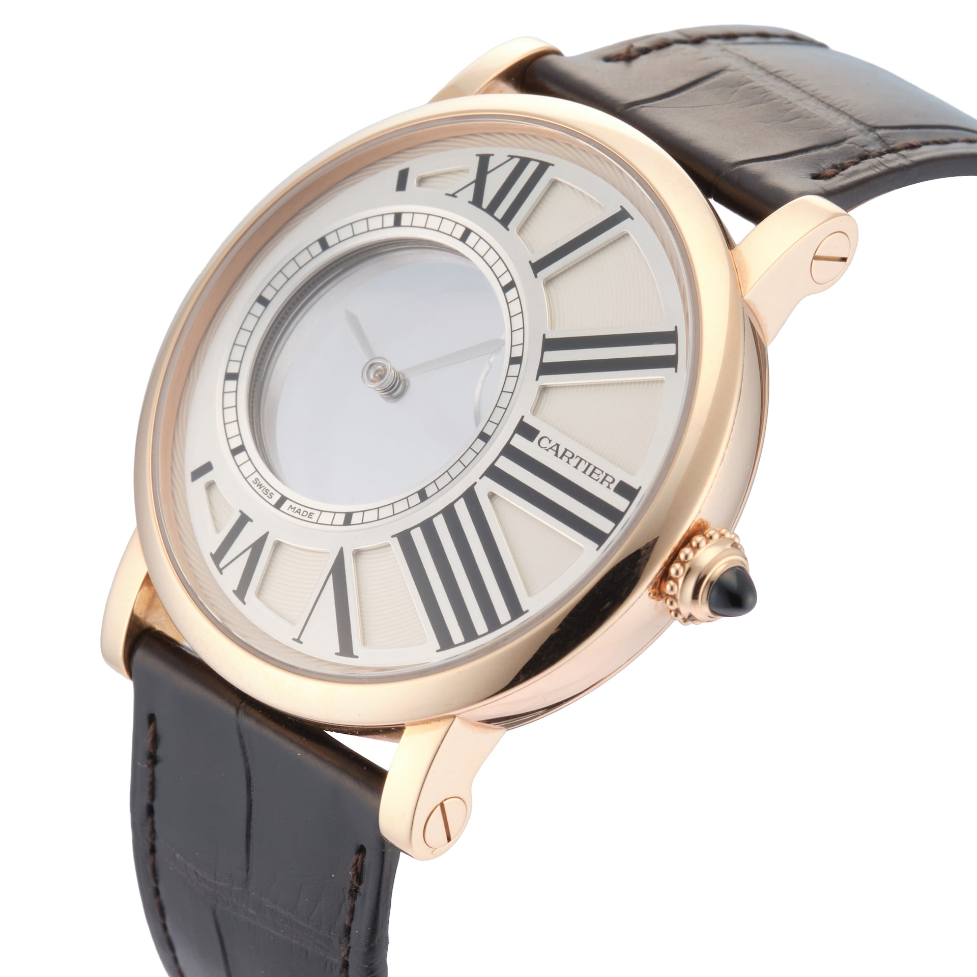 Pre-Owned Cartier Rotonde Skeleton Watch Mysterious Display 42mm Rose Gold