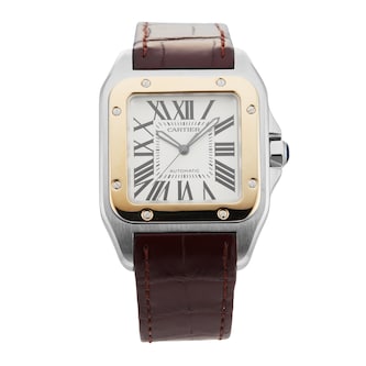 Pre-Owned Cartier Santos 100 Large 41mm Stainless Steel and Yellow Gold