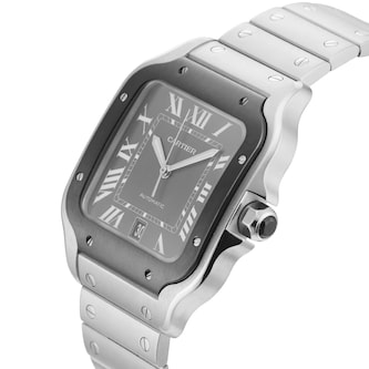 Pre-Owned Cartier Santos De 39.8mm Stainless Steel Pre-Owned Cartier Santos De 39.8mm Stainless Steel