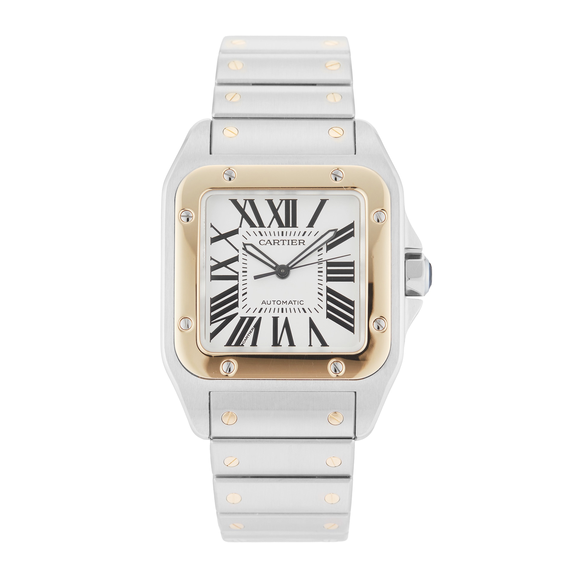 Pre-Owned Cartier Santos 100 XL 38mm Stainless Steel and Yellow Gold Pre-Owned Cartier Santos 100 XL 38mm Stainless Steel and Yellow Gold