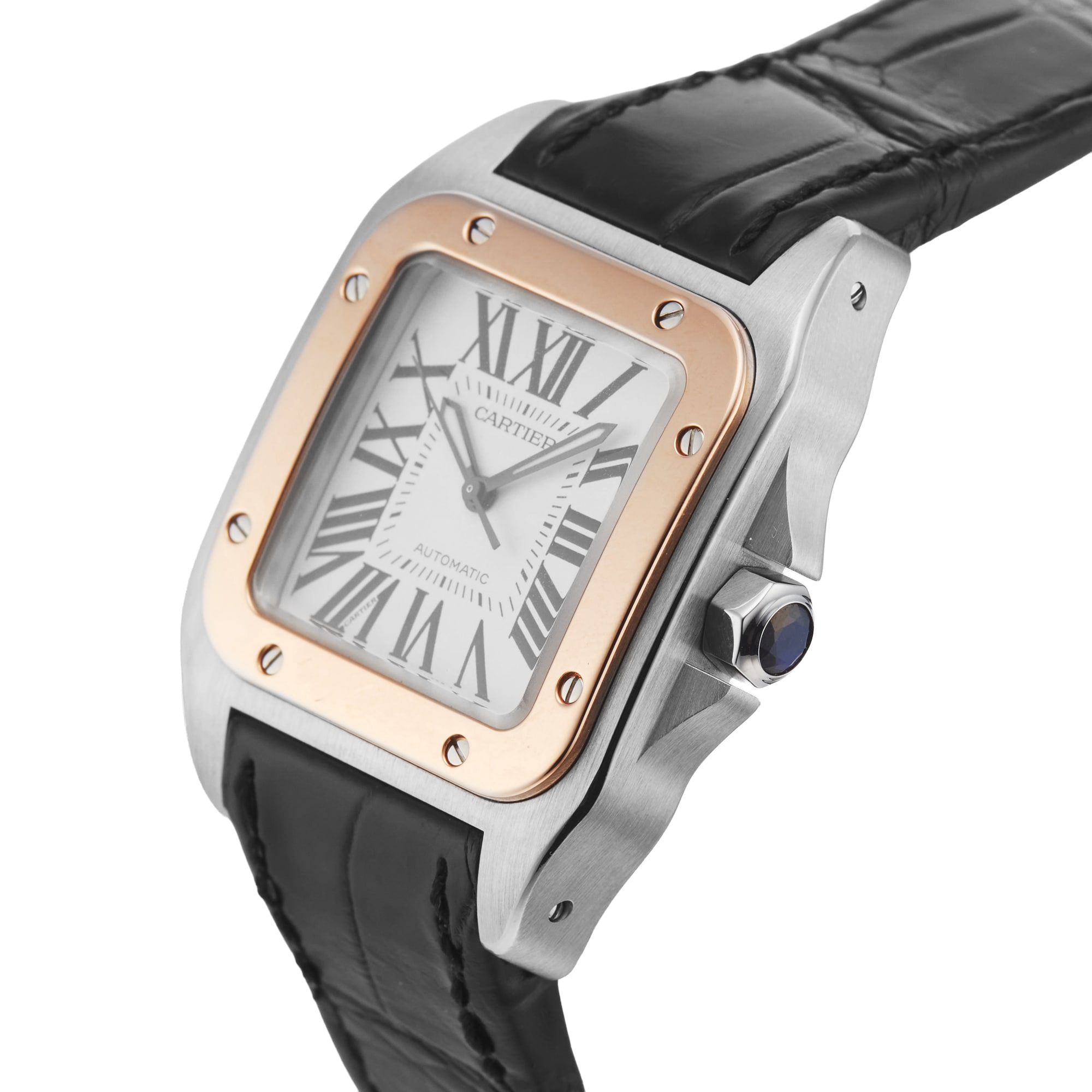 Pre-Owned Cartier Santos 100 33mm Stainless Steel and Rose Gold
