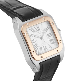 Pre-Owned Cartier Santos 100 33mm Stainless Steel and Rose Gold