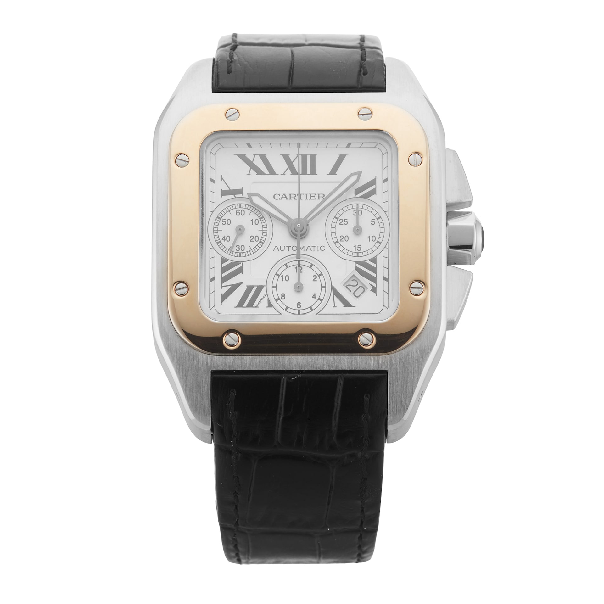 Pre-Owned Cartier Santos 100 42mm Stainless Steel and Yellow Gold Pre-Owned Cartier Santos 100 42mm Stainless Steel and Yellow Gold